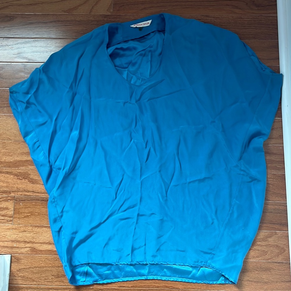 Rebecca Taylor short sleeve bat wing silk blouse